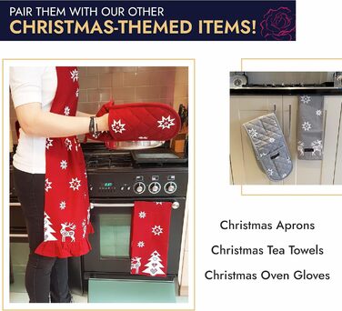 Набір з 2 різдвяних кухонних рушників Christmas Nordic 50 x 70 см червоний Ragged Rose