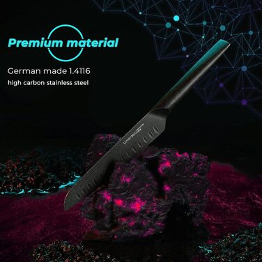 Дюймов Santoku Knife Кухонный нож Острый нож для мяса Профессионально выкованный из импортной высокоуглеродистой нержавеющей стали с красивым магнитным держателем для ножей - Метеорит Нож Santoku Meteorite Style, 7