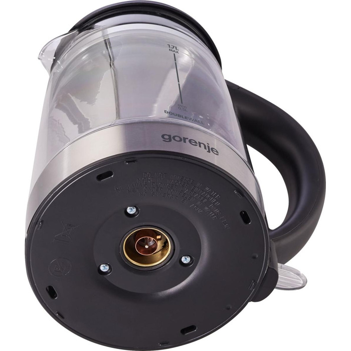 Gorenje Электрочайник 1.7л, 2,200 Вт, strix контроль, стекло, черный