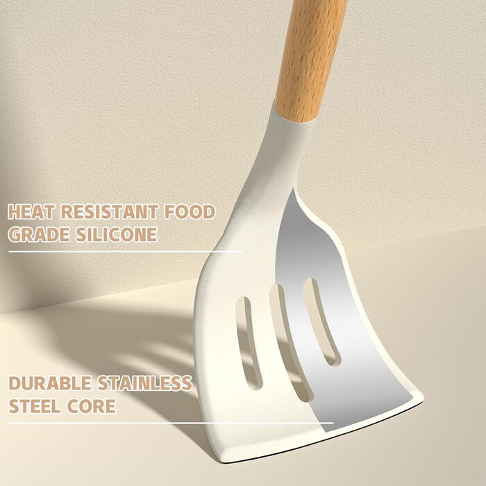 Набір кухонного приладдя з антипригарним покриттям 24 шт. кремово-білий Umite Chef