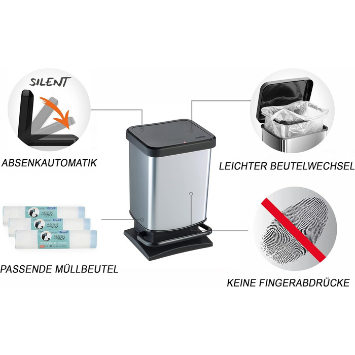 Сміттєвий бак з кришкою 20 л Rotho