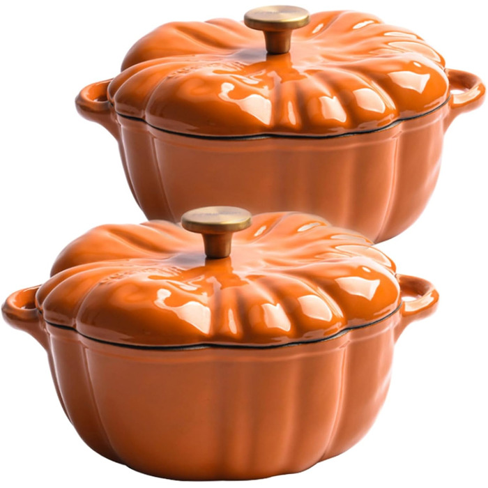 Емальована жаровня у формі гарбуза 1,5 л з кришкою, помаранчева SMELEYOU