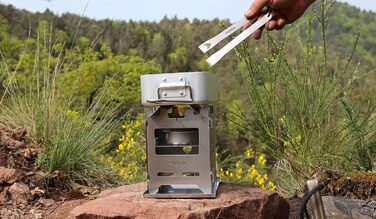 Хобо Преміум Складана вулична плита з термостійкої нержавіючої сталі XL-набір з багатьма аксесуарами Зроблено в Німеччині (титанові щипці для гриля)