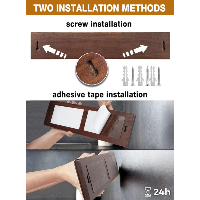 Магнітний тримач для ножів для стіни, магнітний тримач для ножів, деревяний тримач для ножів для посуду та магнітних інструментів для зберігання, 40 см/16 дюймів