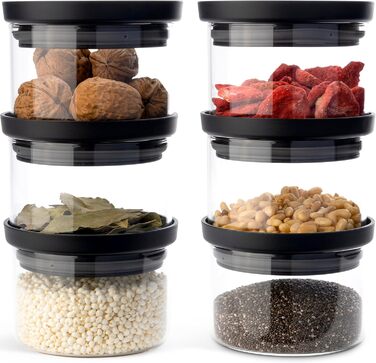 Ємності для зберігання продуктів 350 мл з прозорими кришками, набір 6 предметів, KIVY
