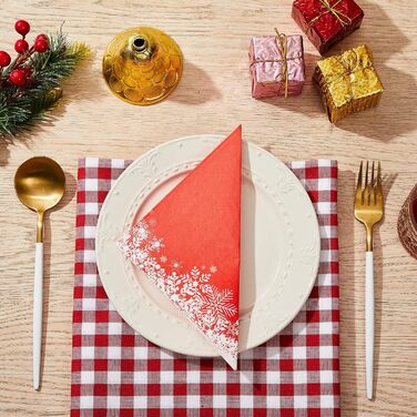 Різдвяні серветки Паперові серветки 13 x 13 дюймів Традиційні паперові серветки Різдвяні серветки Декоративна паперова прикраса для прикраси святкового столу (сніжинки), 32