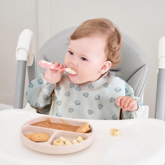 Дитячі нагрудники Little Dimsum з довгими рукавами, водонепроникні дитячі нагрудники, які миються, дитячі нагрудники з кишенею - 2 упаковки для малюків 6-36 місяців (Fox & Mountain (3D-ELEPHONE & NUT)