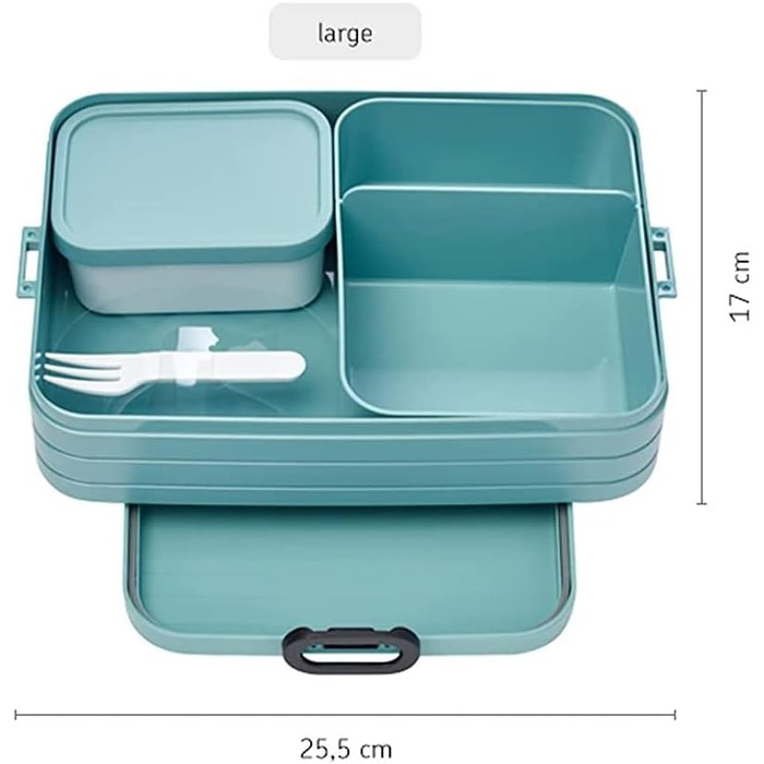 Ланч-бокс з Bento Box - На 4 бутерброди або 8 скибочок хліба - Ланч-бокс для невеликих закусок і залишків їжі - Ланч-бокс для дорослих - Фуд-бокс з відділеннями - (яскравий бузковий, ланчбокс Bento великий TAB)