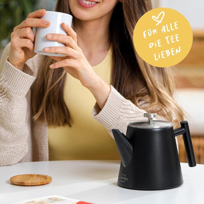 Чайник заварочный с фильтром для чая 1 л, черный Silberthal