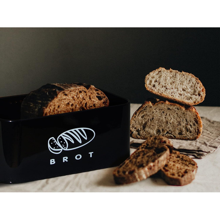 Хлібниця з кришкою 30 х 18 х 14 см чорний Theo&Cleo