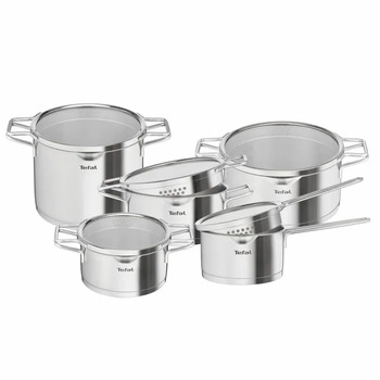 Tefal Набор посуды Nordica, 10 пр., нержавеющая сталь, стекло