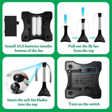 Вентилятор відлякувач мух 3 шт чорний PTHTECHUS