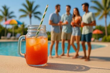 Набор из 6 стаканов для питья с крышкой 450 мл зеленый gouveo