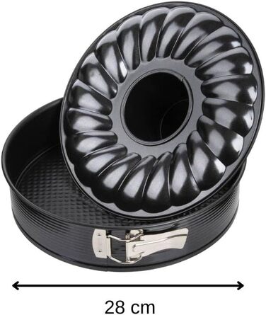 Пружинна форма Zenker плоска та трубчасте дно Ø 28 см форма для випічки з 2 днами, професійний набір форм для тортів, з високоякісним антипригарним покриттям, легко розформовується для соковитих тортів і пирогів, кількість