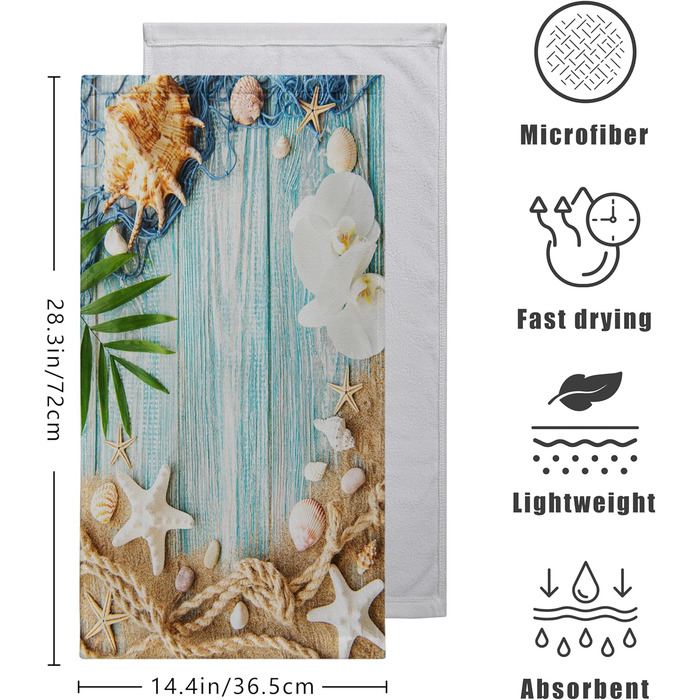 Різдвяні кухонні рушники Kwlegh, рушник для рук, різдвяна ялинка, цукерка-тростина, сніжинка, рушник для пальців, набір з 2 шт. , милий чоловічий банний рушник, високопоглинаючі рушники, 36 шт. (пляжні мушлі)