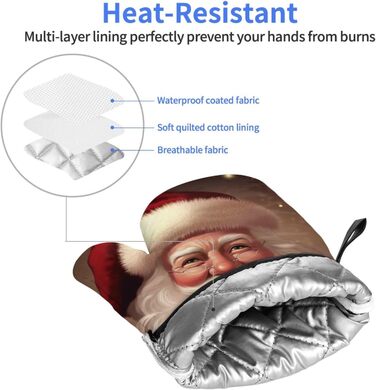 Набор из 2 рукавичек для духовки 15 х 28 см, Санта-Клаус ULKMFFCF