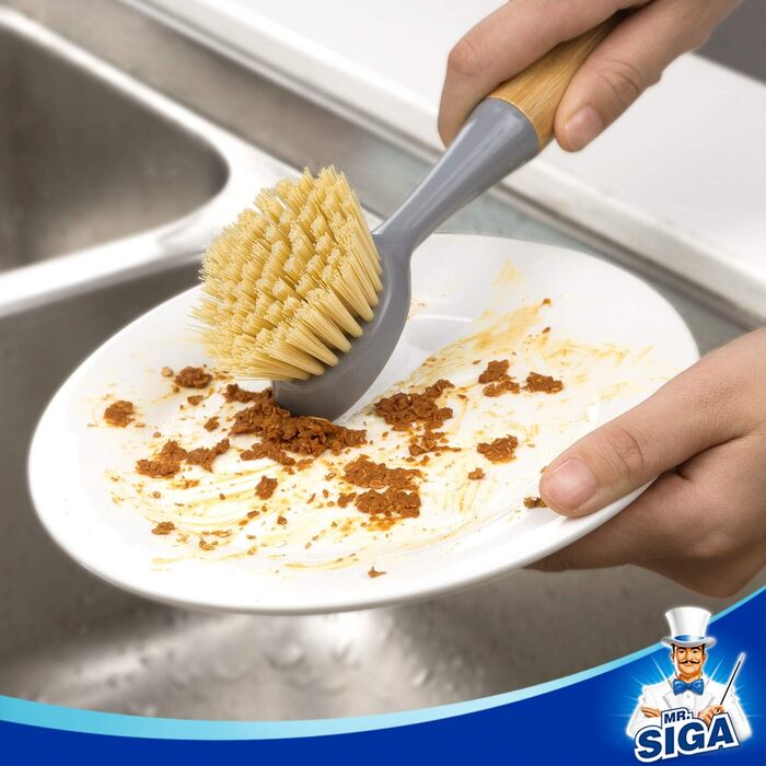 Щітка для посуду зі скребкои з бамбуковою ручкою 2 шт. MR.SIGA