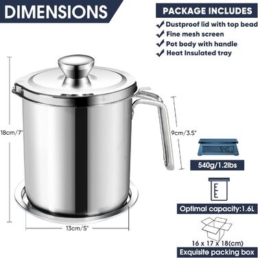 Сепаратор для відділення жиру 2 л, сріблястий Chihee