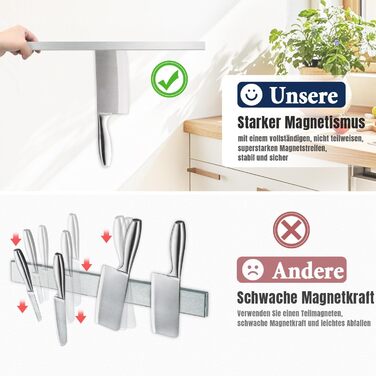 Магнітний тримач для ножів з 15 гачками 59 см Dmore