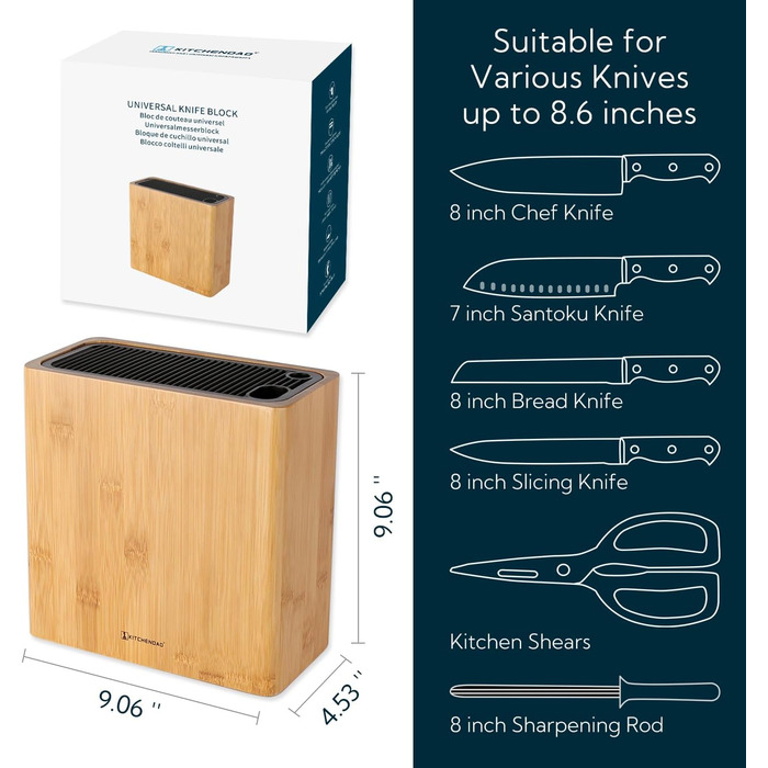 Универсальный блок для ножей XL с прорезями для ножниц и точильного стержня KITCHENDAO