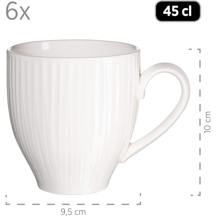 Обідній сервіз на 6 осіб з високоякісної готельної порцеляни білого кольору, набір тарілок з 12 предметів у вінтажному дизайні, міцна порцеляна (набір для сніданку 18 шт.), 931461 Dalia