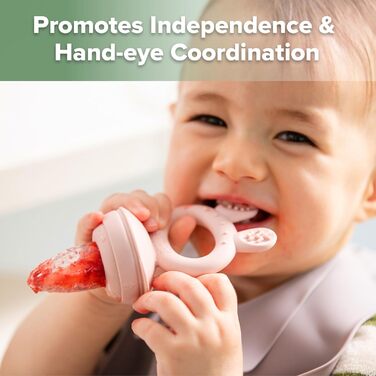 Годівниця для дитячого фруктового харчування Haakaa та міні-лоток для перекусів у морозильній камері, форми для морозива без бісфенолу А для безпечного самостійного годування немовлят, від 4 місяців (горохово-зелений) (рум&39яний)