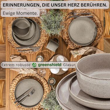 ПОСУД Комбінований сервіз на 6 персон, набір тарілок, кавовий кухоль, миска для макаронів 30 шт. , набір посуду з кераміки, посудомийна машина - мікрохвильова піч - стійкий до подряпин, набір посуду з кераміки КОЛЕКЦІЯ ЦІННОСТЕЙ (Каїрська глина, столовий 