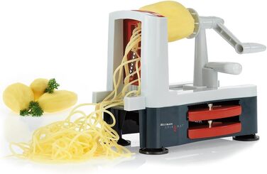 Ручний спіральний різак для овочів Westmark з 2 ріжучими конусами та фіксатором, нержавіюча сталь/пластик, антрацит/червоний, 11622260 (Spiromat)