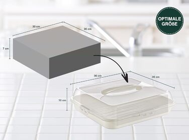 Коробка для транспортування торта з кришкою, капюшоном і ручкою. Коробка для зберігання, контейнер для торта, тарілка для торта, лоток для торта, коробка для торта, тарілка для торта, начинка для торта, дзвіночок для торта - (крем, квадрат)