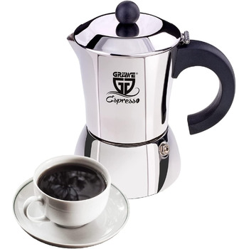 Еспресо-кавоварка 300 мл на 6 чашок, нержавіюча сталь GRÄWE
