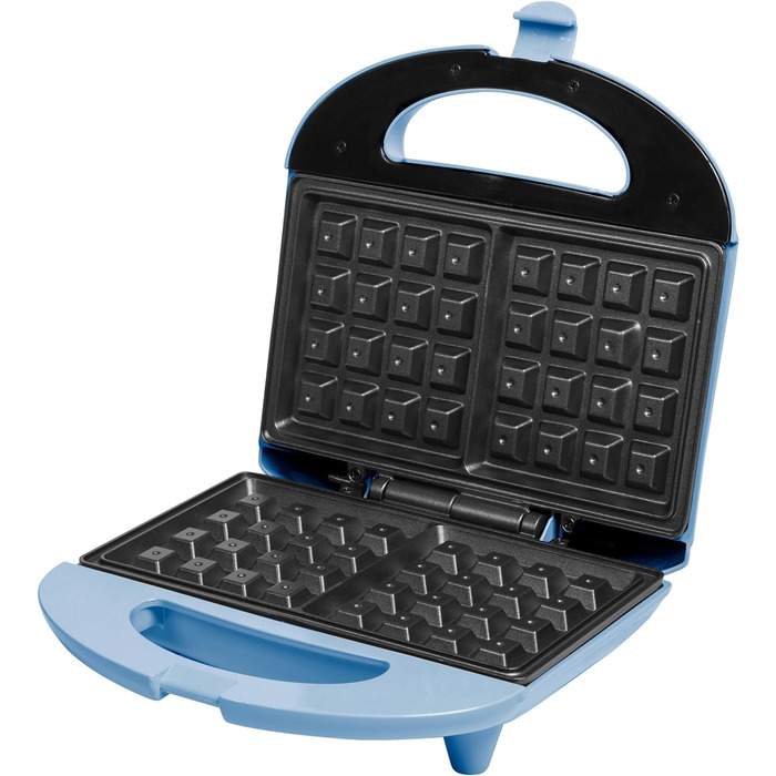 Брюссельська вафельниця Bestron в ретро-дизайні, вафельниця на 2 бельгійські вафлі, з антипригарним покриттям і лампою для випічки, 700 Вт, колір (синій)