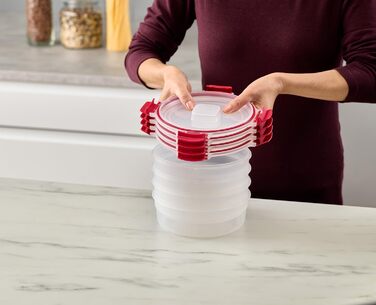 Набір круглих пластикових контейнерів 1 л з кришкою, 4 предмети, червоний Joseph Joseph
