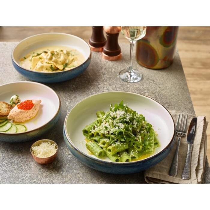 Тарілка глибока двокольорова Coupe 24.5хh 5.5 см, 1600 мл, Terra Porcelain Aqua Blue, GenWare