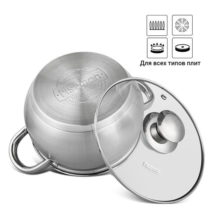 Каструля зі скляною кришкою 24 см 6,1 л PRIME Fissman