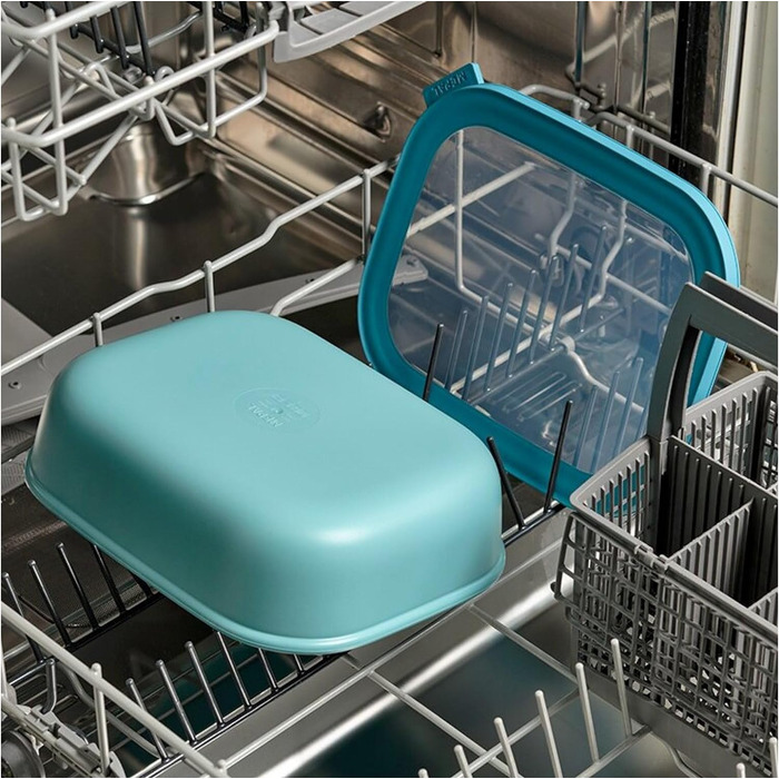 Прямокутний набір Cirqula Multi Bowl з 3 предметів - Банки для зберігання з кришкою - Підходить як ящик для зберігання, холодильник, морозильна камера та посуд для мікрохвильової печі - 750, 1500 і 3000 мл - (Nordic Green, набір 3 шт. и (500, 1000, 2000 м