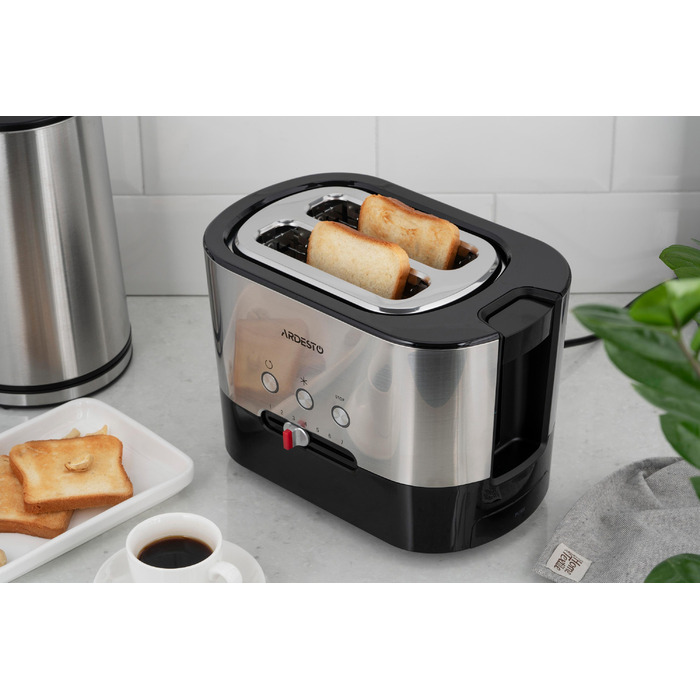 ARDESTO Тостер Steel Collection T-K210 1000 Вт, металл+пластик, серебристо-черный