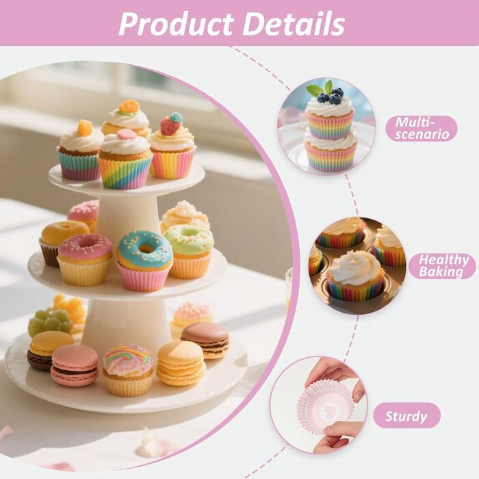 Набор из 300 бумажных формочек для мафинов, разноцветный AiQInu