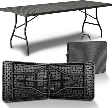Складаний стіл для кемпінгу 180 х 75 см чорний NewHabitat