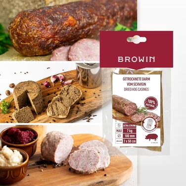 Натуральна оболонка для ковбас Натуральна оболонка вищого сорту для домашньої ковбаси, ялівцевої ковбаси, білої ковбаси, сардельки (калібр 18/20 мм, 91 метр, овеча оболонка)