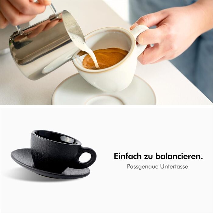 Чашки для капучино 180 мл с блюдцами, набор 4 предмета, темно-синие KIVY