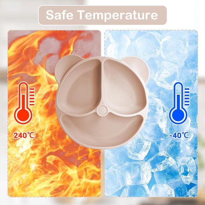 Набір дитячого посуду із силікону, 9 предметів, бежевий Bizcasa