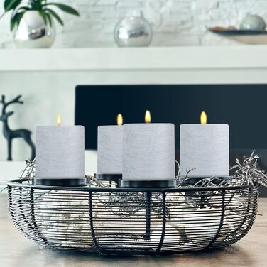 Набір із 4 свічок-стійок Brandsseller 7 x 10 см фарбовані та виготовлені з парафіну сільські свічки з тривалим часом горіння декоративні свічки для прикраси столу, Різдва та вечірок (7 x 10 см набір із 4 шт. , світло-блакитний)