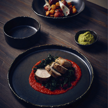 Презентаційна тарілка з бортиком 26*h 2 см, Terra Porcelain Roko Cinder Black, GenWare