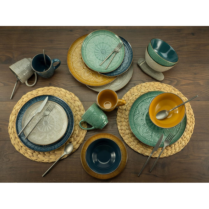 Набір посуду на 4 персони, 16 предметів, різнокольоровий Samarkand Creatable