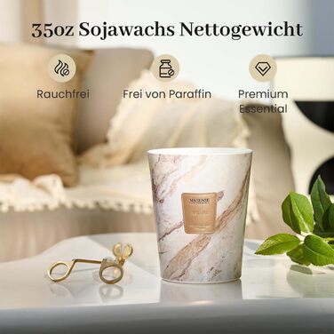 Велика ароматична свічка M&SENSE Чорні ароматичні свічки у склянці Ароматизована свічка з натурального соєвого воску Розслаблююча ароматерапія Подарунок для жінок та чоловіків, Різдво Час горіння 75 годин та 2 ґноти (Black Air, 990 г)