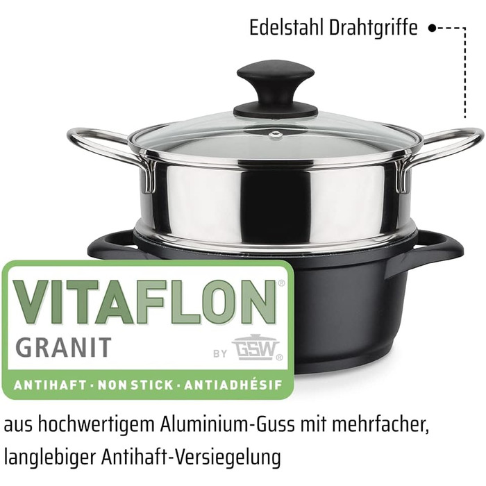 Набір кухонного посуду,  10 предметів, чорний Gourmet Granite GSW