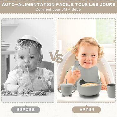 Набір дитячого столового посуду, 11 предметів, сірий NATNAV