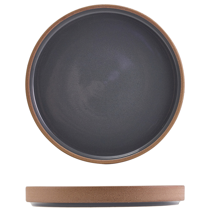 Тарілка презентаційна 18*2.3 см із низьким вертикальним бортом, Kava Dark Grey Stoneware Raw Wall, GenWare