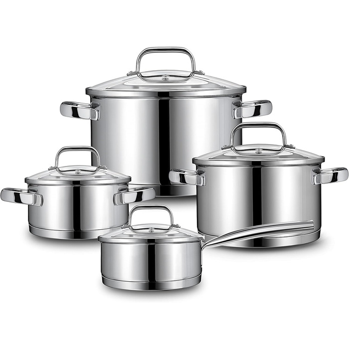 Маленька індукційна каструля Linnuo 16 см зі скляною кришкою, маленька каструля об&39ємом 1,5 л виготовлена з нержавіючої сталі 18/10, ручка не нагрівається, коване дно для всіх плит, міні-каструля, каструля для молока, індукційна каструля (16 см 1,2 л)