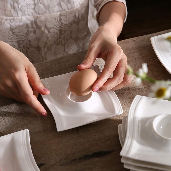 Серія FLORA, набір порцелянових креманки для каш з 6 предметів, миска для рису 450 мл, закусочна миска, десертна миска для салату, супів, рамен, фруктів і т.д. 13,5x13,5x5,4 см (білий, 12 шт. (упаковка 1))